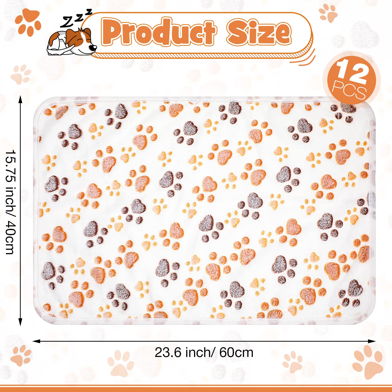 Soft Fleece Pet Blanket - Warm Fluffy Dog & Cat Bed Cover with Paw Print for Cozy Sleep (23x16 Inch, White)