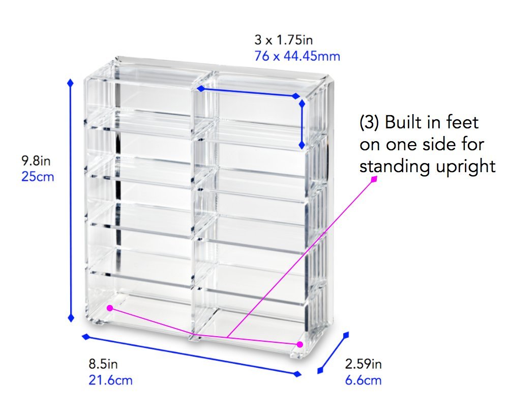 byAlegory 10-Space Acrylic Makeup Eyelash Organizer - Clear Lash Storage Box for Beauty Counter or Travel, Stands Upright or Lies Flat - Perfect for Salon, Home Vanity & Makeup Artists