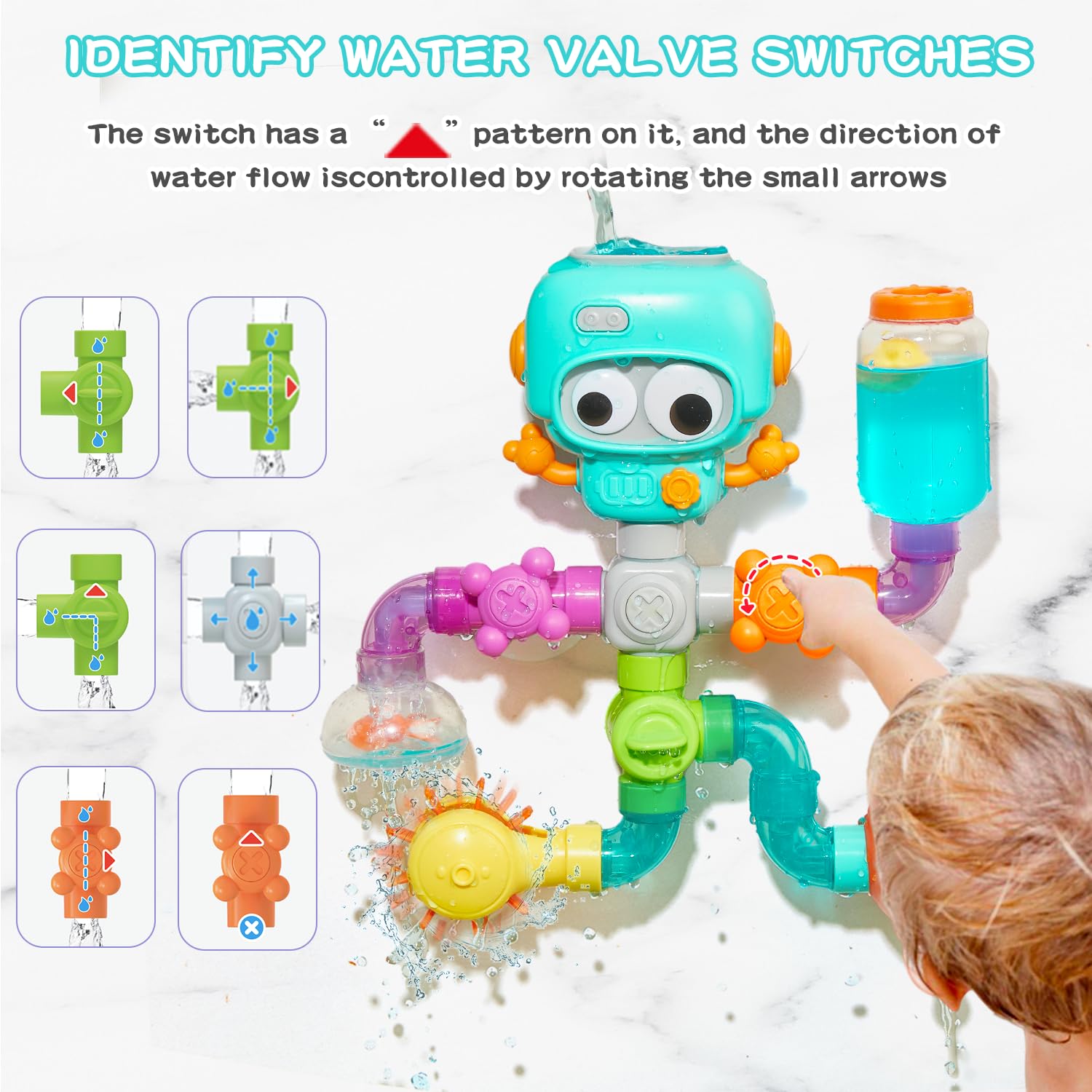 STEM Educational Bath Toys for Kids Ages 3-8 | 21-Piece DIY Water Pipe Building Kit | Mold-Free Bathtub Wall Toys | Engineering Learning Gift for Toddlers | Perfect for Bath Time Play & Early STEM Development