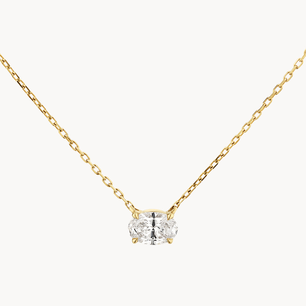 0.20ct Lab Grown Diamond Oval Pendant Necklace in 10k Gold - Elegant Jewelry Gift for Women, Perfect for Anniversary, Birthday & Special Occasions