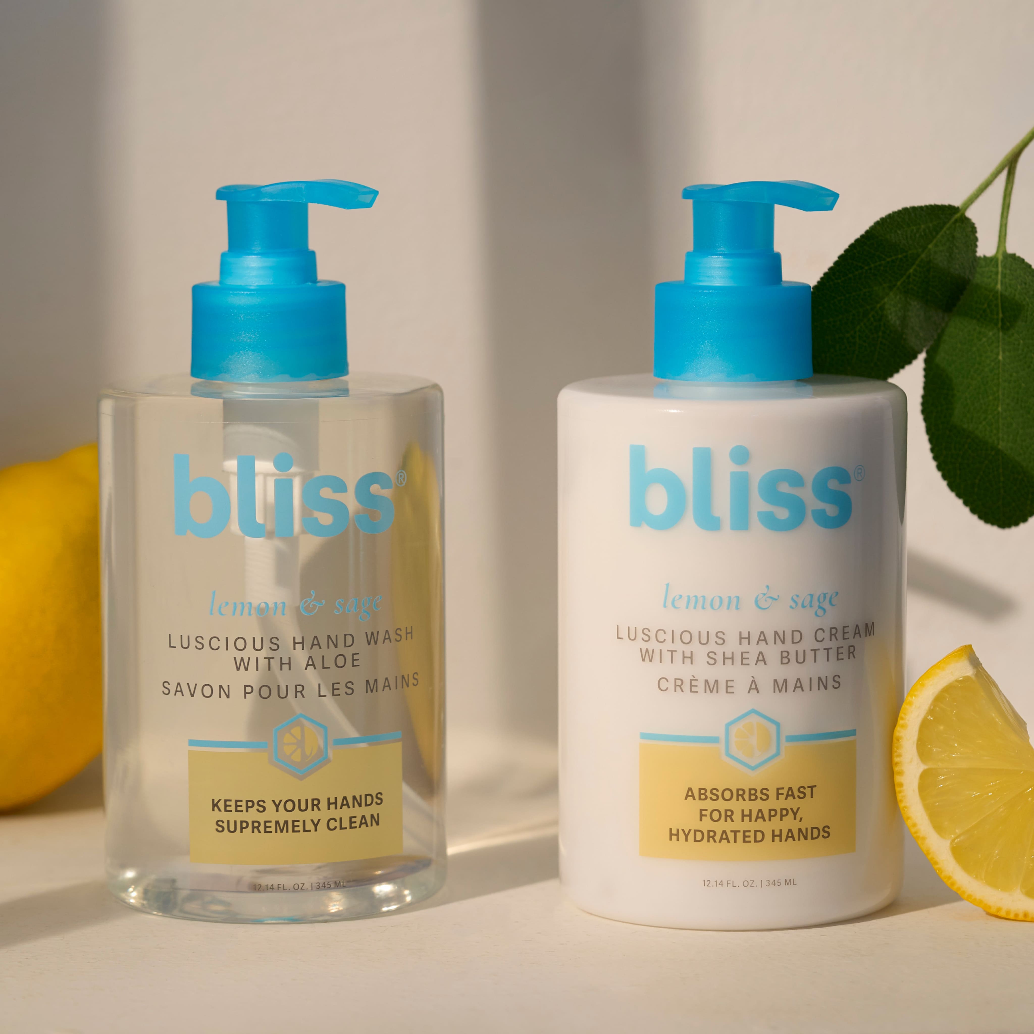 Lemon & Sage Hand Cream and Wash Set - Moisturizing & Cleansing for Dry Skin - Perfect for Home, Office, and Travel Use