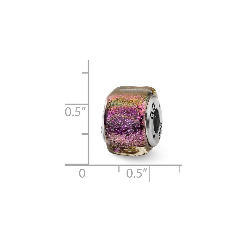 Premium Sterling Silver Purple Dichroic Glass Square Beads for Jewelry Making - Perfect for Necklaces, Bracelets & DIY Craft Projects