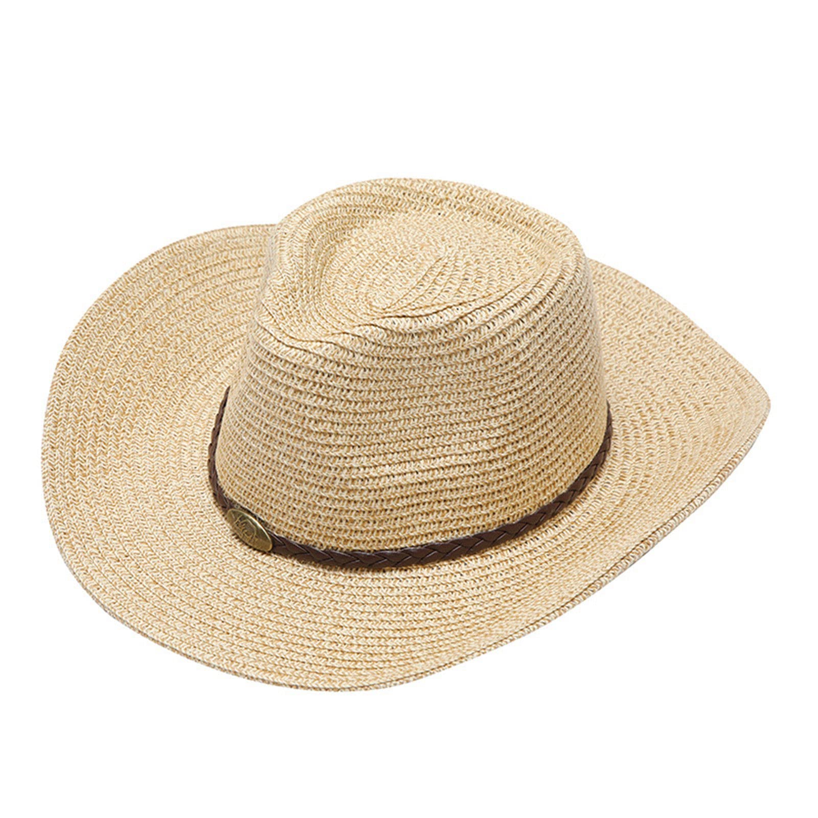 Stylish Unisex Summer Straw Cowboy Hat for Women & Men - UV Protection Sun Hat for Beach, Outdoor, and Casual Wear