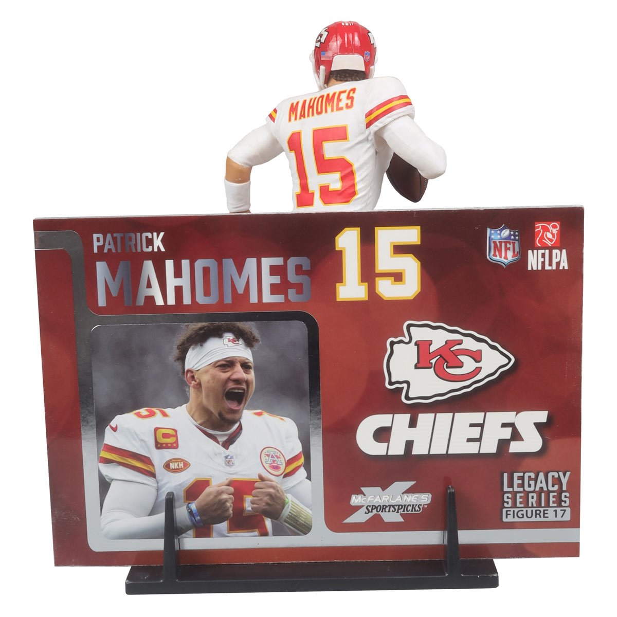 Patrick Mahomes Kansas City Chiefs NFL Away Jersey 2024 Posed Action Figure - Perfect for Sports Fans, Collectors, and Game Day Decor
