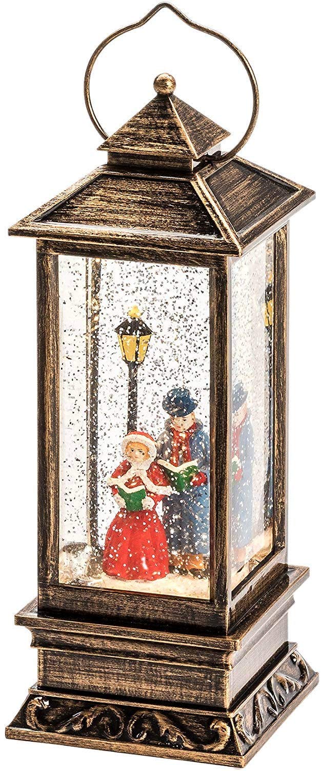 Dickensian Carol Singers LED Lantern - Battery Operated Water-Filled Christmas Decoration with Warm White Lights & Timer (2864-000) - Perfect for Holiday Home Decor, Christmas Tree Topper, and Festive Table Centerpiece