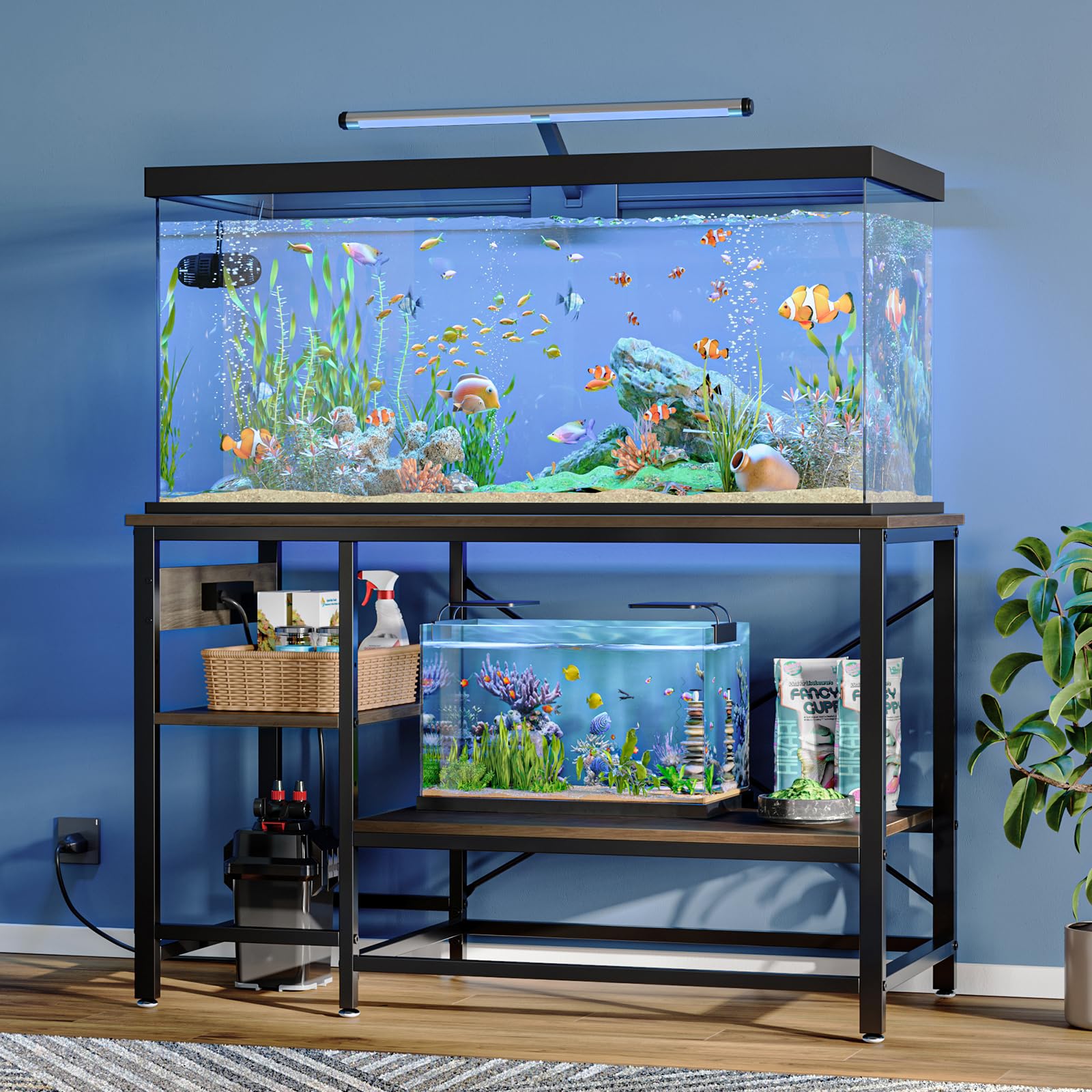 55 Gallon Fish Tank Stand with Charging Station - Heavy Duty 49.2