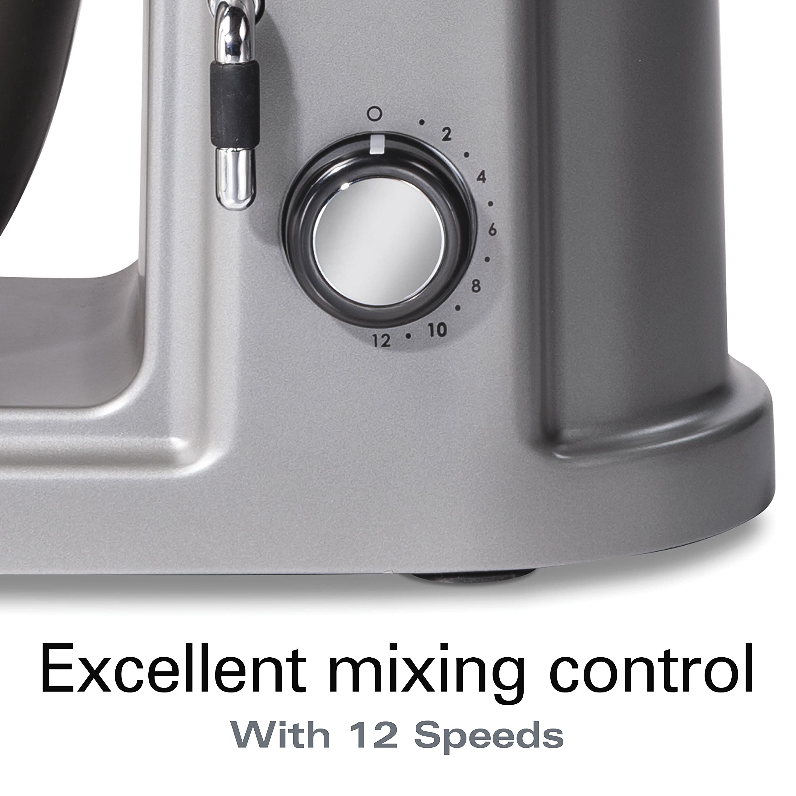 Hamilton Beach Professional 5 Quart All-Metal Stand Mixer - 12 Speed Settings with Flat Beater, Dough Hook & Whisk - Heavy Duty Kitchen Mixer for Baking Bread, Cakes & Cookies - Perfect for Home Bakers & Professional Chefs