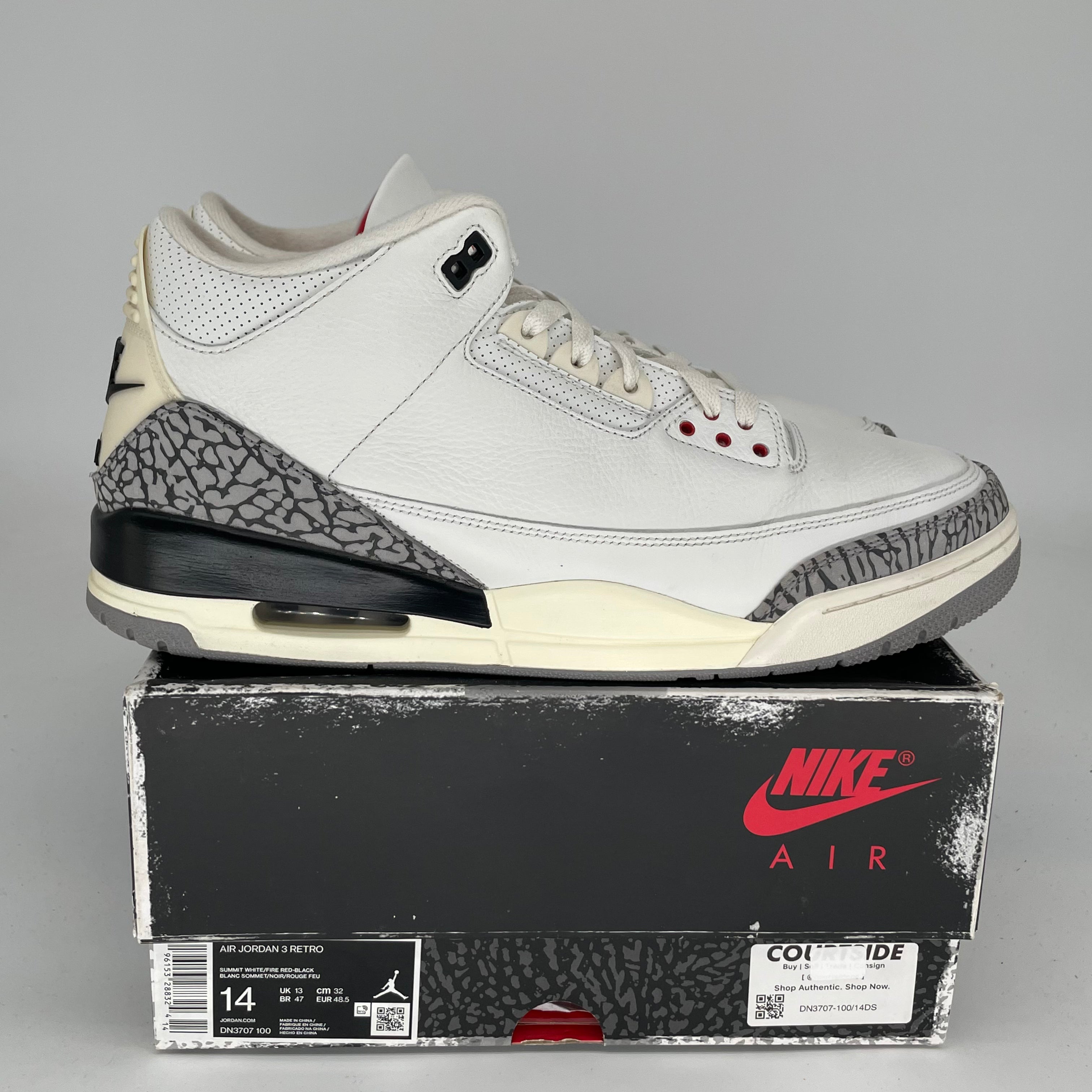 Original Air Jordan 3 White Cement Reimagined - Men's Size 14 Basketball Shoes (DN3707-100) - Retro Sneakers for Casual Wear & Street Style