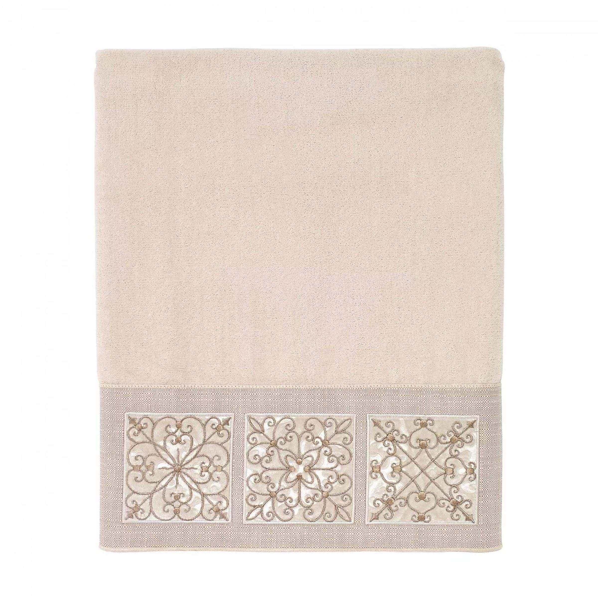 Avanti Linens Ironwork Bath Towel Set - Soft Absorbent 100% Cotton Bath Towels for Spa, Bathroom, Pool & Gym - Beige (2-Pack)
