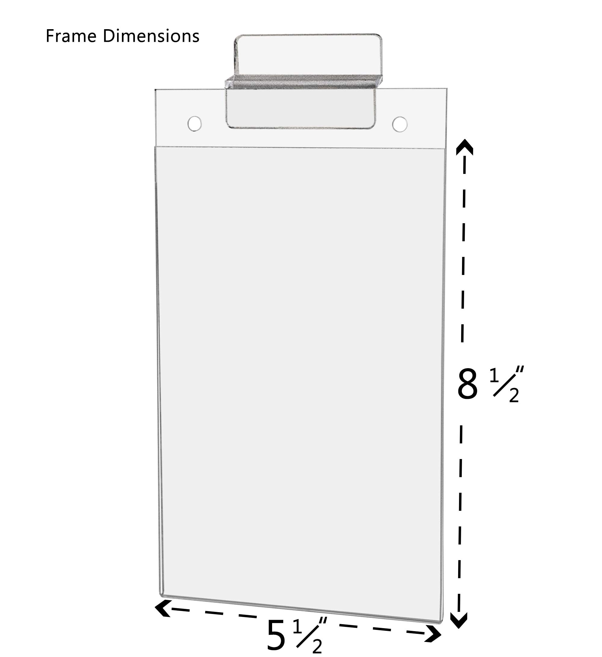 10 Pack Clear Acrylic Slatwall Sign Holders for 5.5x8.5