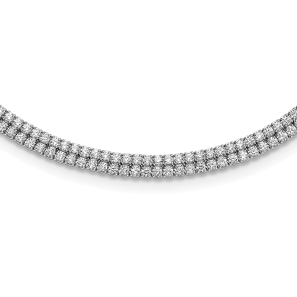 925 Sterling Silver 2 Row Cubic Zirconia CZ 2 Inch Extension Chain Necklace - Elegant Pendant Charm for Women | Perfect Gift for Her | Ideal for Weddings, Parties & Special Occasions