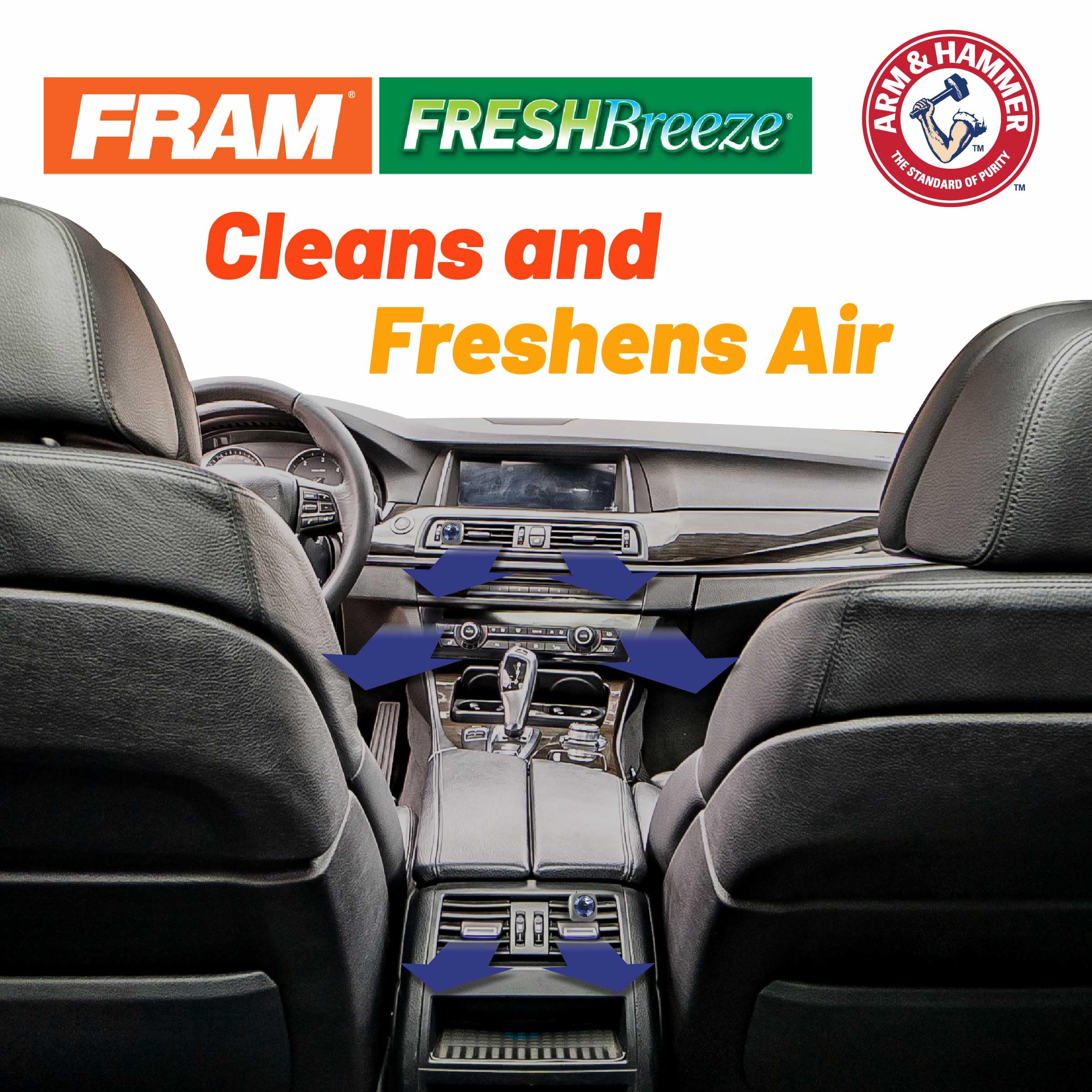 Fram Fresh Breeze Cabin Air Filter with Arm & Hammer Baking Soda | CF12157 Replacement for Lexus & Toyota Vehicles | White | Improves Air Quality & Reduces Allergens in Your Car