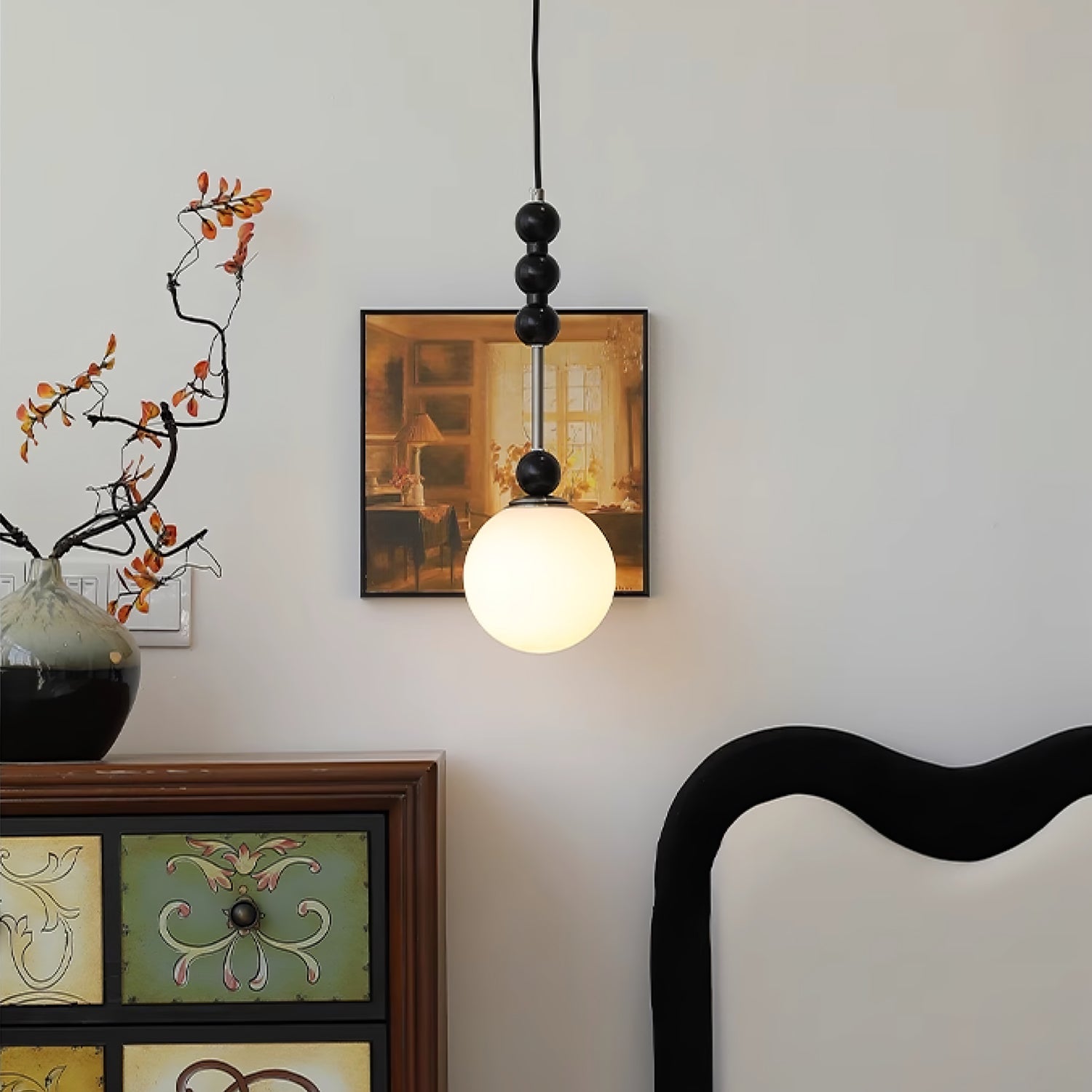 Modern Bola Pendant Lamp - Handmade Rattan Hanging Light Fixture for Living Room, Bedroom, or Dining Room Decor - Boho Chic Home Lighting for Indoor Spaces