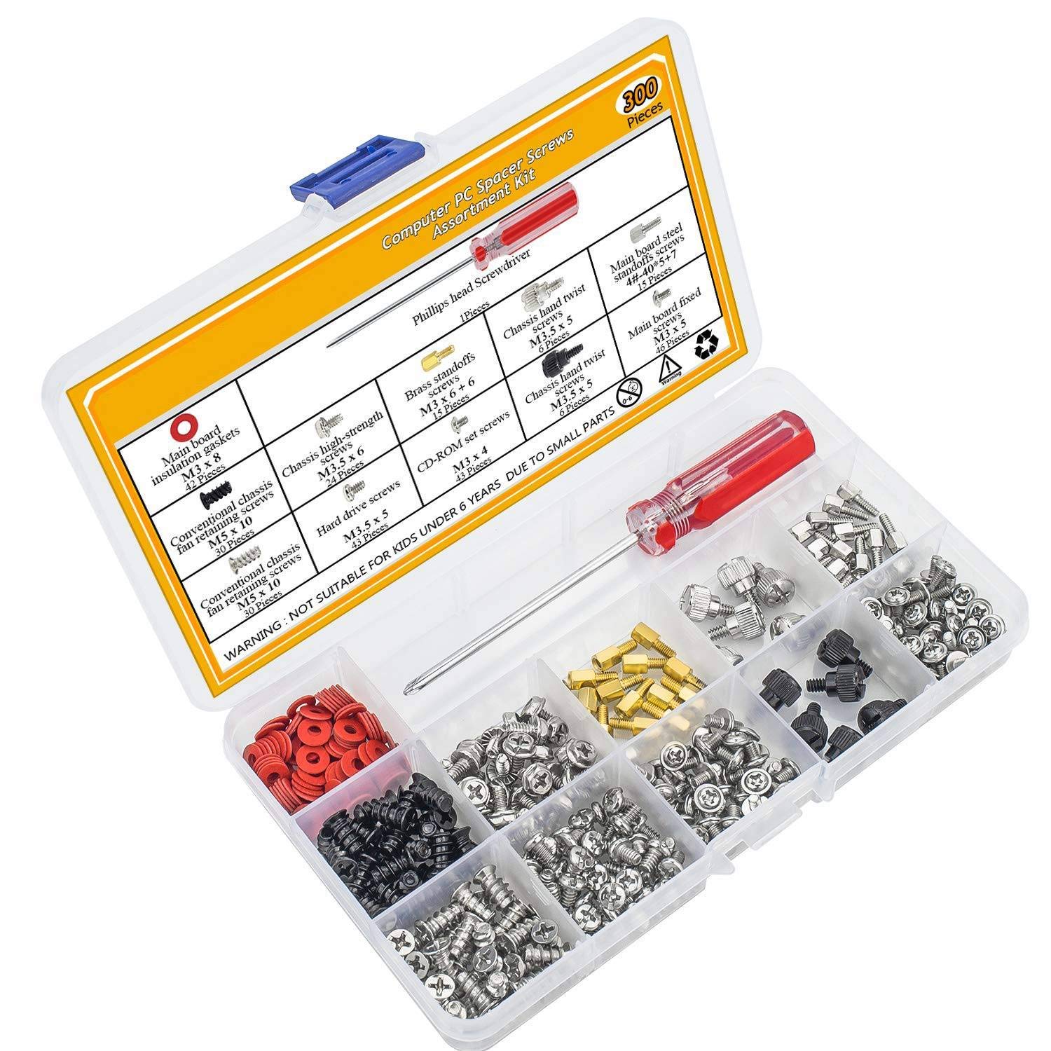 ShiSyan 300Pcs Computer Screw Standoffs Kit with Screwdriver - Assorted Hardware for PC Build, Hard Drive, Motherboard, Case & Fan Installation - Perfect for DIY Computer Repair and Upgrades