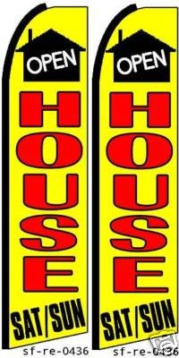 2 Pack Open House Sat & Sun Feather Banner Flags - Complete Kit for Real Estate Signage, Yard Decor & Outdoor Advertising