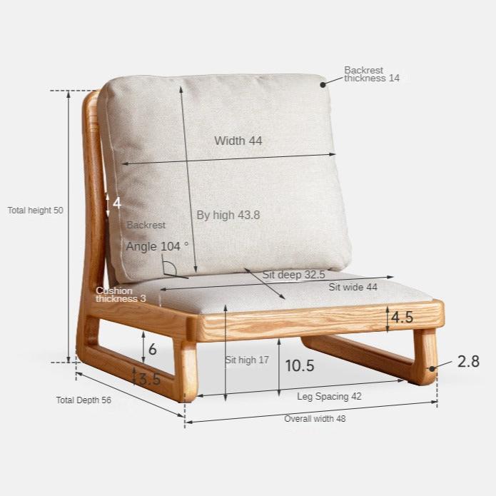 Oak Solid Wood Tatami Tea Chair Low Back - Japanese Style Floor Seating for Meditation, Tea Ceremony & Zen Decor