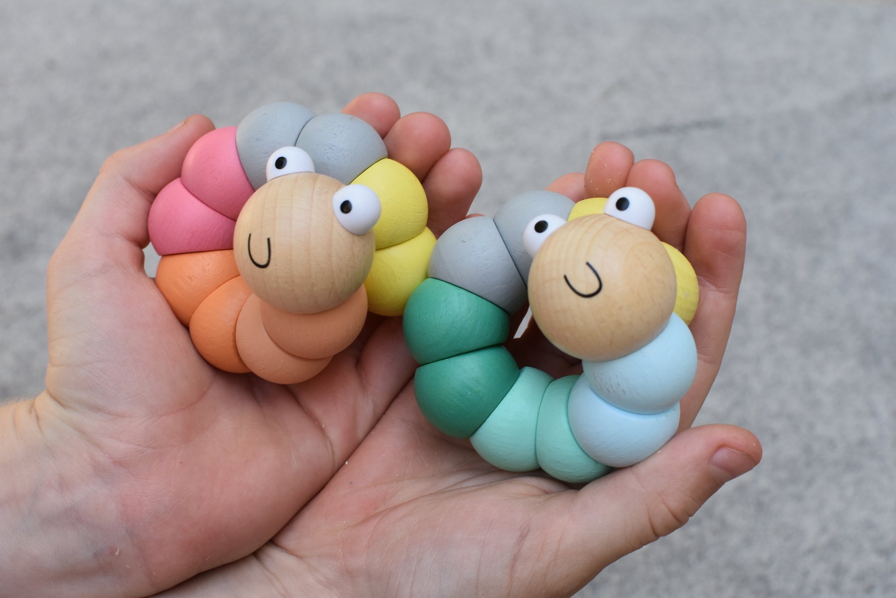 Pastel Wooden Wiggly Worms - Natural Wood Sensory Toys for Babies & Toddlers - Perfect for Montessori Learning, Teething Relief, and Early Childhood Development