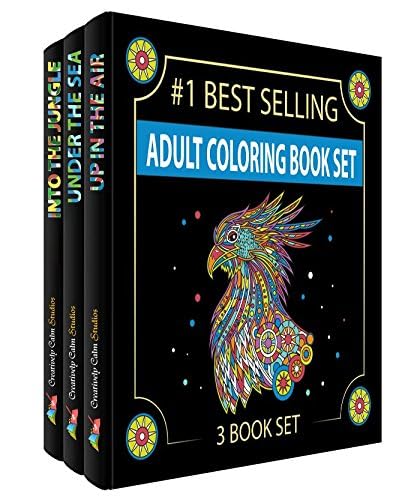 Premium Adult Coloring Book Set - 3 Pack with Sky, Land & Sea Nature Designs for Stress Relief & Relaxation | Perfect for Meditation, Art Therapy & Creative Mindfulness Activities