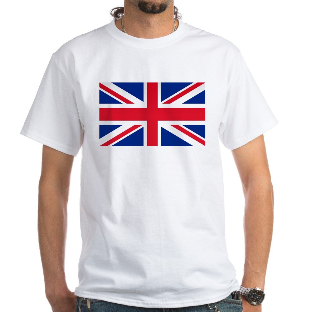 Britain Flag White Cotton T-Shirt | Patriotic UK Tee for Men & Women | Perfect for Independence Day & National Pride Events