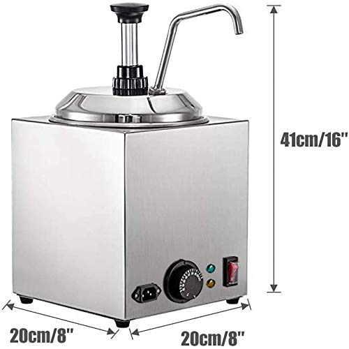 Commercial Hot Fudge Warmer & Nacho Cheese Sauce Warmer with Pump Dispenser - 650W Stainless Steel Cheese Warmer for Restaurants, Snack Bars, Cupcake Shops - Perfect for Movie Theaters, Ice Cream Parlors, and Catering Events