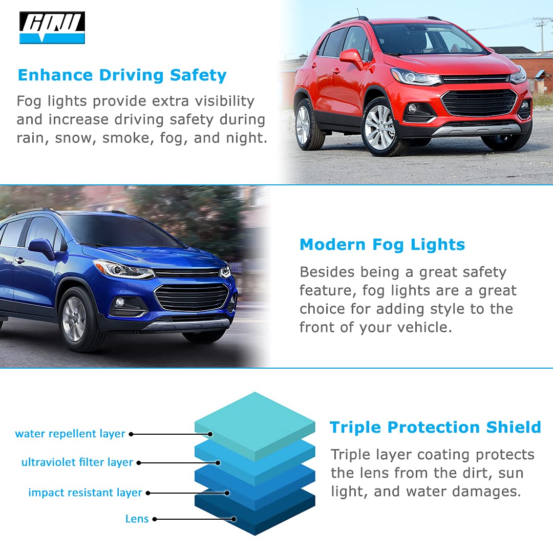 CPW Fog Lights Assembly Replacement Kit for 2017-2020 Chevrolet Trax - Includes Fog Lamps, Switch & Wiring Harness | Perfect for Night Driving & Off-Road Adventures