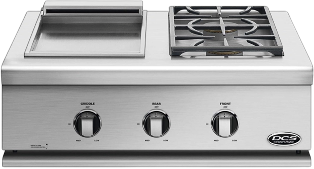 DCS 30 Series 7 Double Side Burner with Griddle - Professional Gas Cooktop for Outdoor Cooking, BBQ & Camping
