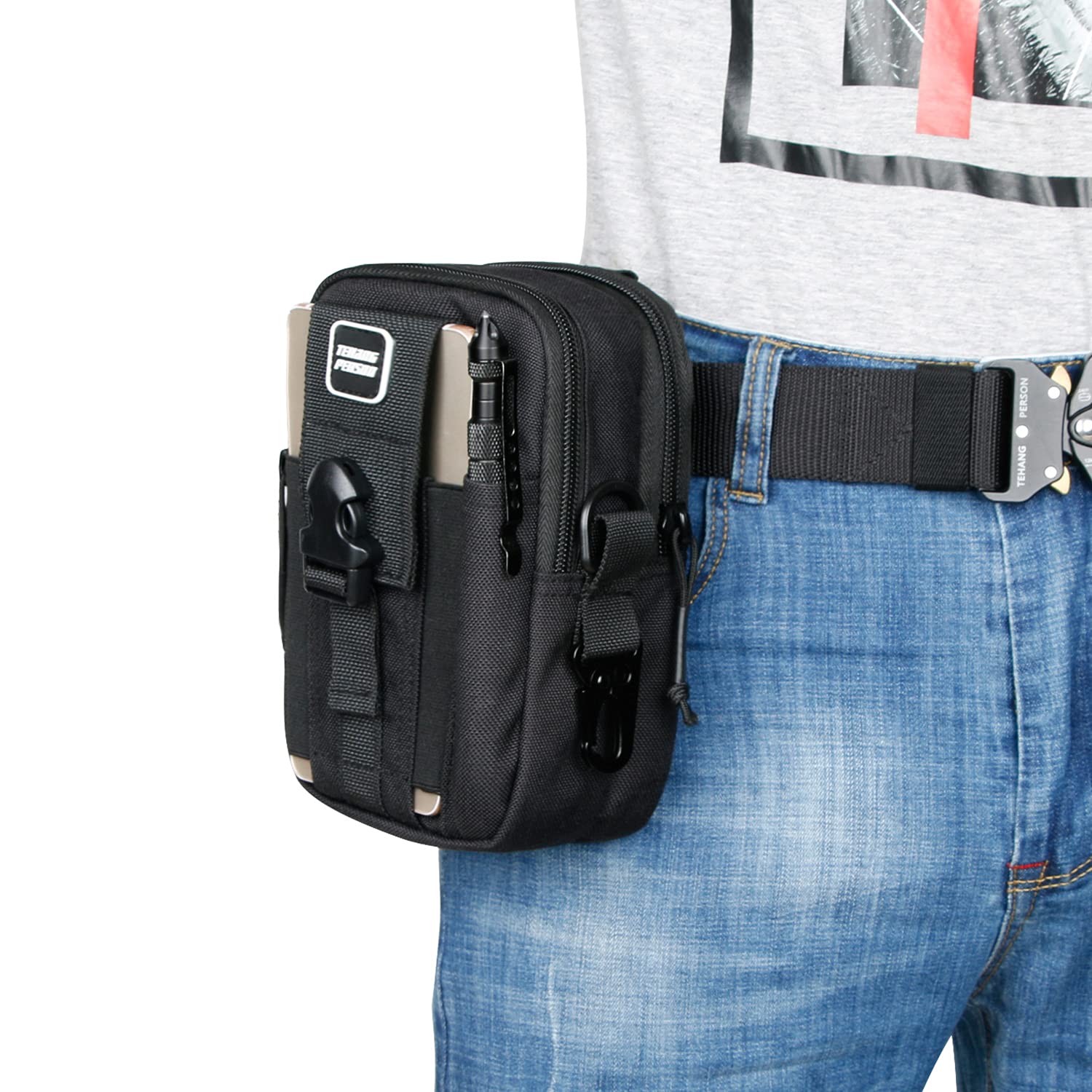 Tactical MOLLE EDC Utility Pouch - Compact Multipurpose Waist Bag with Phone Holster & Adjustable Strap (Black) - Perfect for Outdoor, Hiking, Camping & Everyday Carry