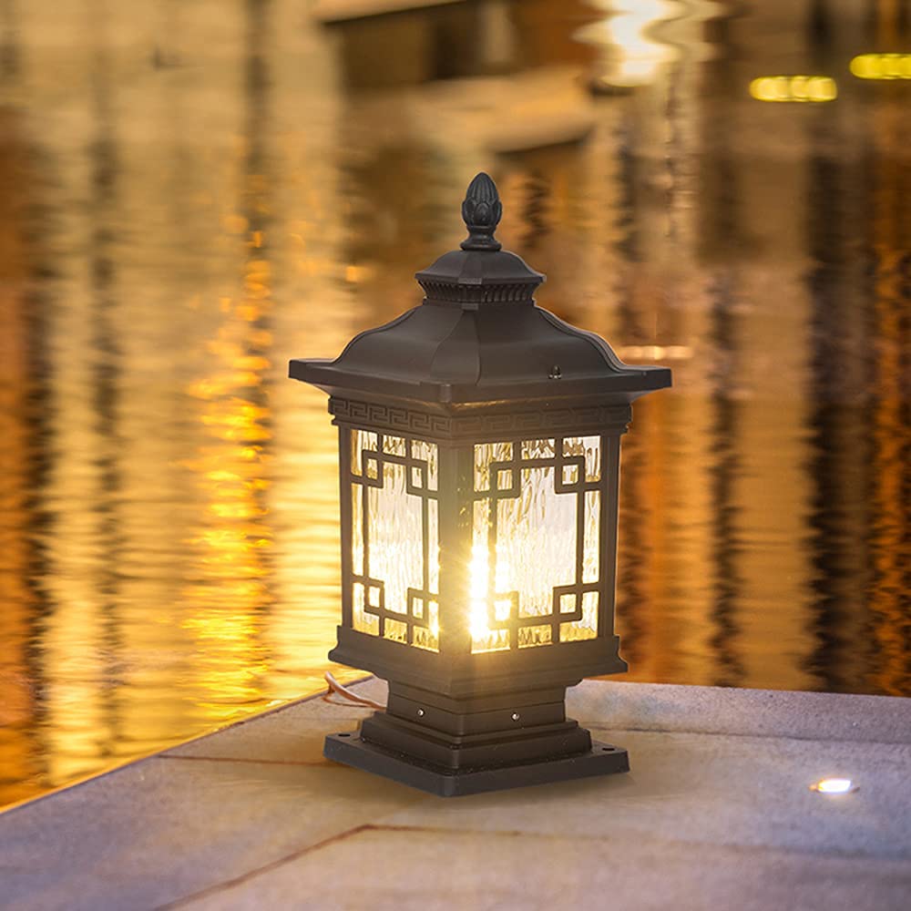 Outdoor Waterproof Porch Post Lights - European Style Fence Column Pedestal Light for American Farmhouse, Terrace, Garden & Landscape - Aluminum E27 Gate Bollard Pillar Lantern - Perfect for Park Pathways, Driveways & Street Lighting