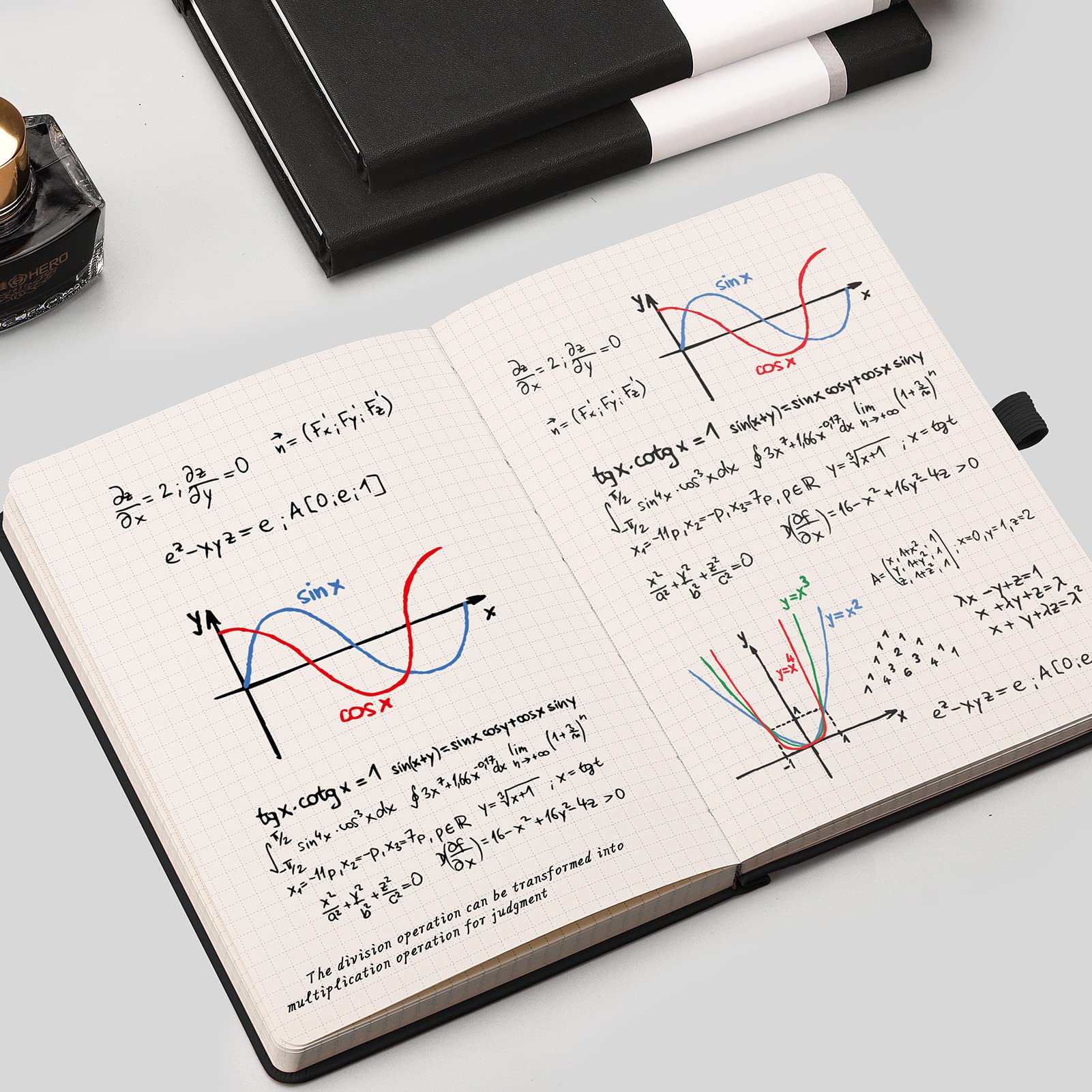 AHGXG 2-Pack A5 Graph Paper Notebook - 384 Page Grid Journal for Math & Science, 5.75