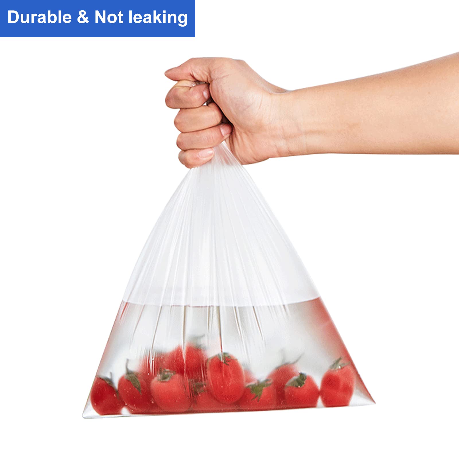 LabelMore 14'' x 20'' Clear Plastic Produce Bags on Roll - 350 Food Storage Bags for Bread, Vegetables, Fruits & Meat - Perfect for Grocery Stores, Farmers Markets & Home Kitchen Organization