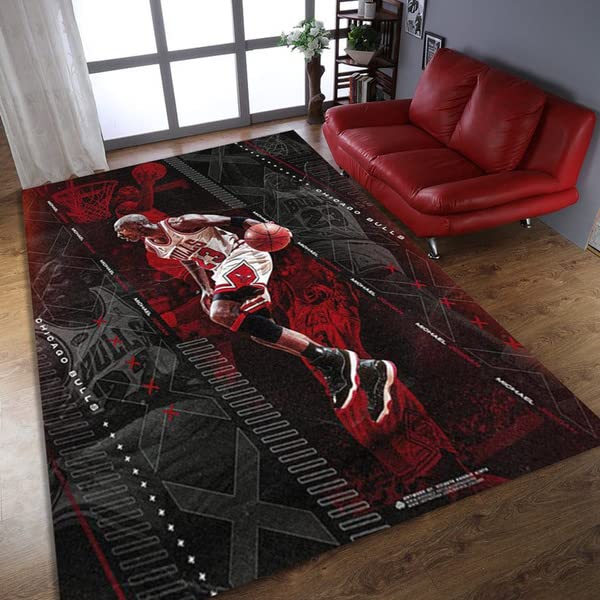 Basketball Sports Rug - Non-Slip Area Carpet for Boys & Girls Bedroom Decor - Hypebeast Court Design Floor Mat for Kids Room, Playroom & Game Room - Perfect for Basketball Themed Decor & Sports Enthusiasts