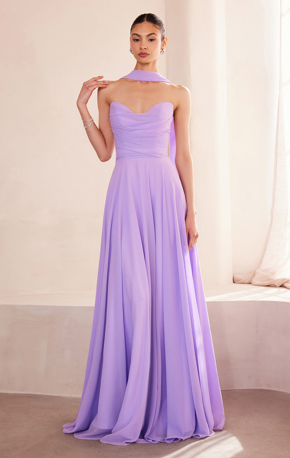 Ella Gown - A-Line Strapless Chiffon Wedding Dress for Brides | Perfect for Beach Weddings, Evening Galas & Formal Events