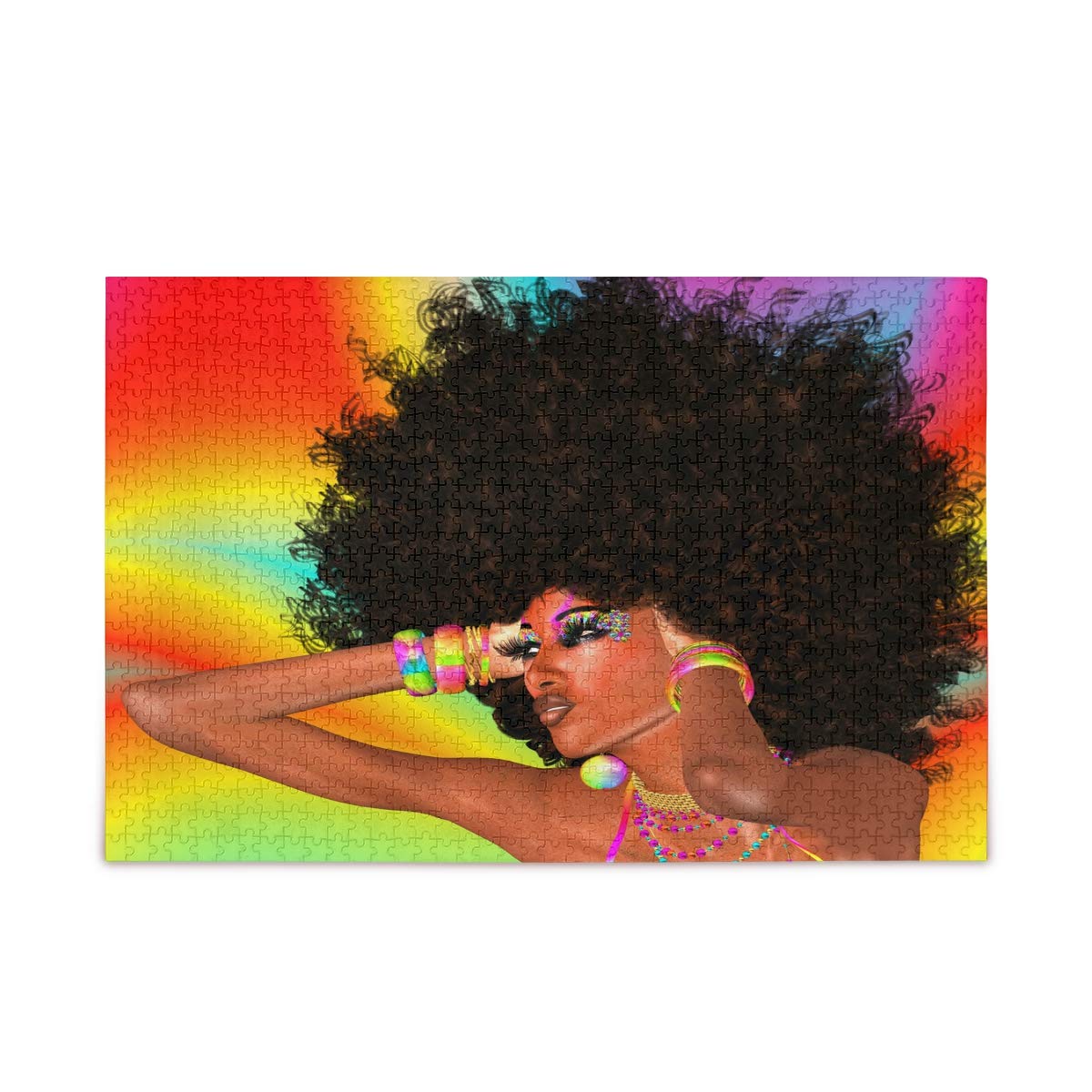 1000 Piece Afro Girl Abstract Jigsaw Puzzle for Adults & Kids - DIY Gift with Mesh Storage Bag - Perfect for Family Game Night & Home Decor