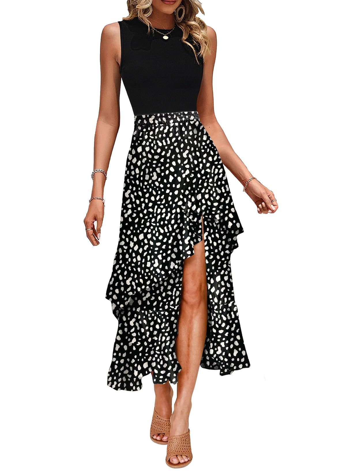Dokotoo Women's Maxi Dress 2025 - Spaghetti Strap Boho Beach Dress for Spring & Summer | Casual Flowy Long Dress with Side Slit | Perfect for Vacations, Parties & Date Nights