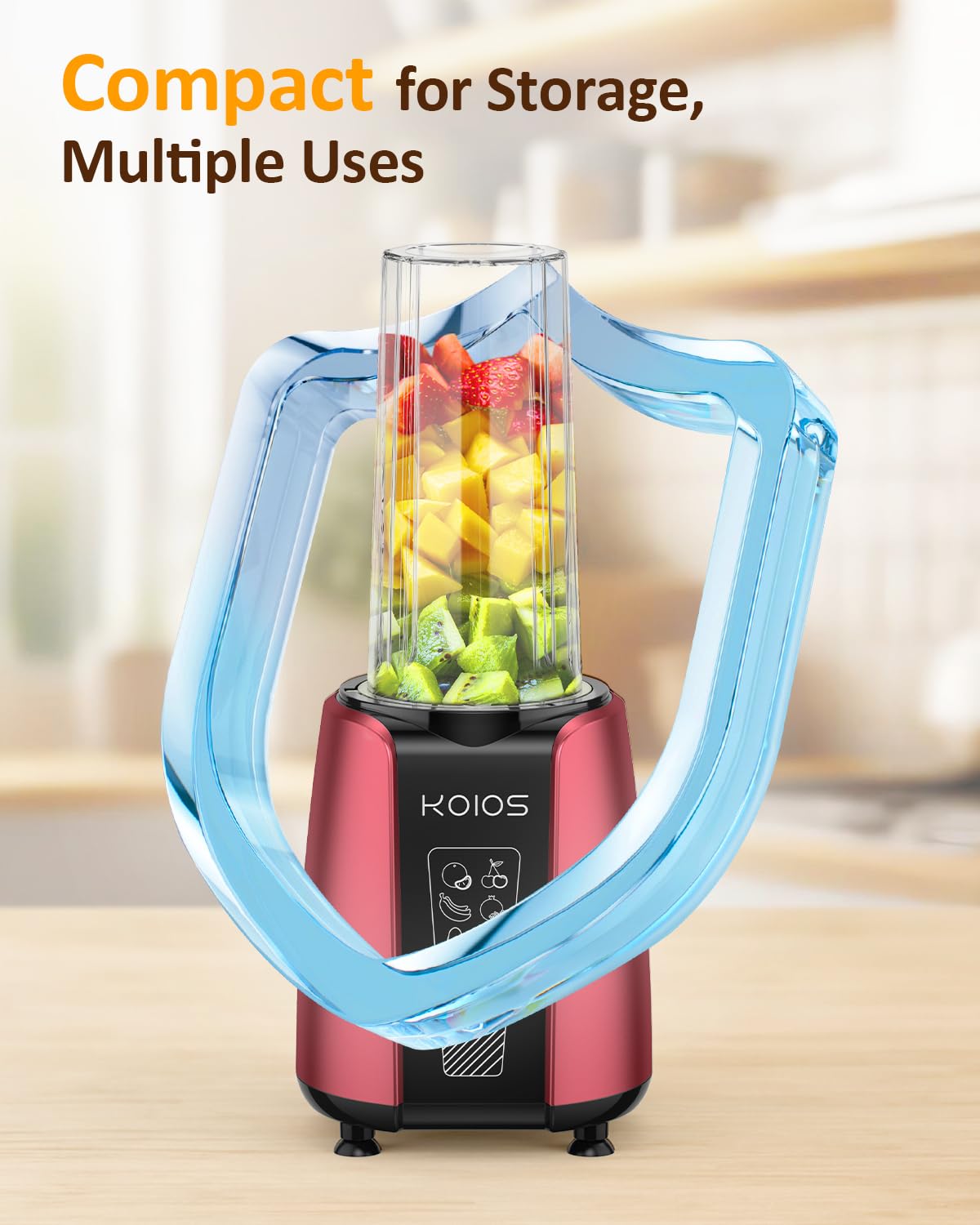 KOIOS 1000W High-Speed Smoothie Blender with 12-Piece Accessory Set - Personal Blender for Protein Shakes, Frozen Fruits, Coffee Grinding & Meal Prep - Includes 2x22oz BPA-Free Travel Cups - Perfect for Home, Office & Gym Use