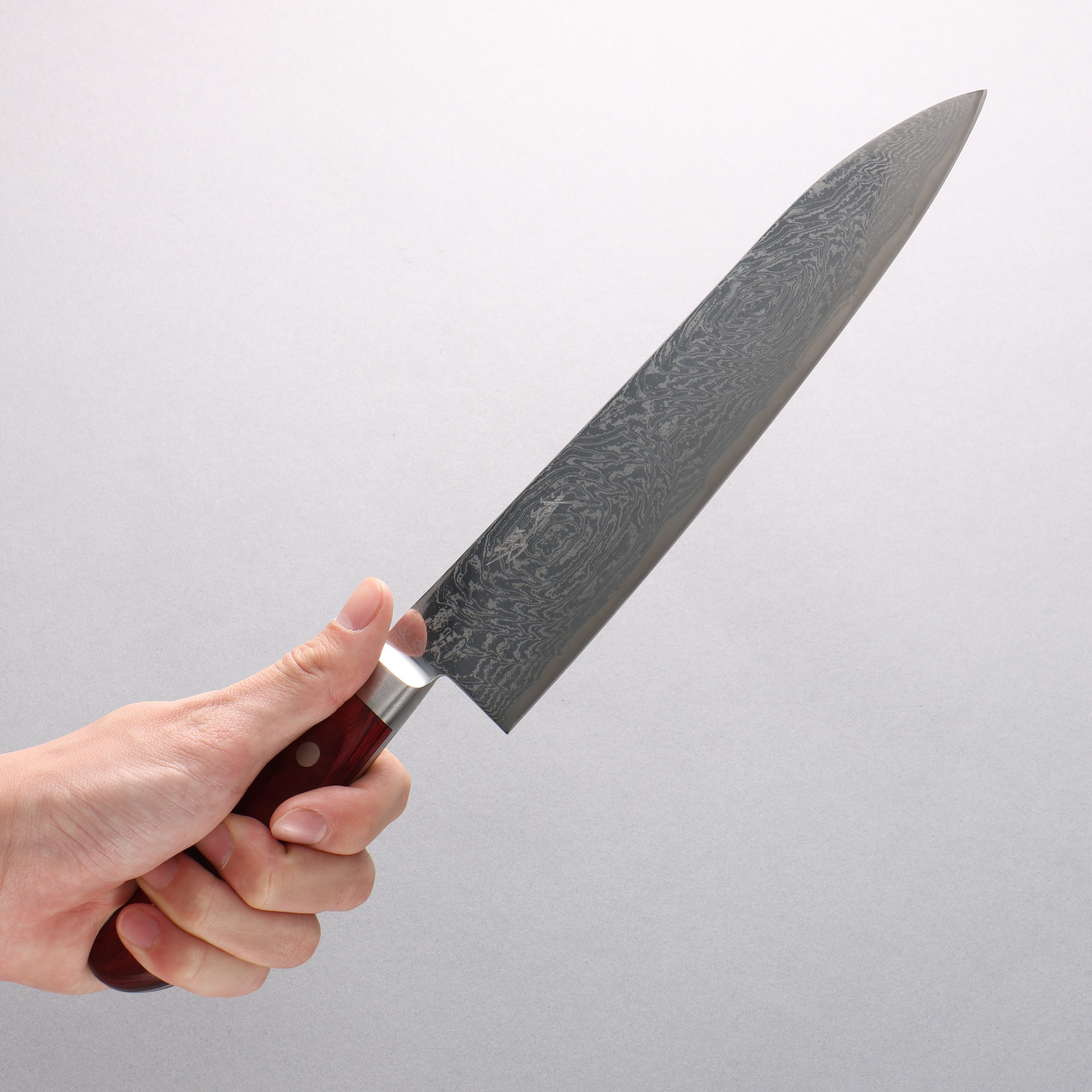 Premium Seisuke Nami AUS10 Damascus Gyuto Chef Knife 210mm - Mirrored Finish, Red Pakkawood Handle - Perfect for Sushi, Meat Slicing & Professional Kitchen Use