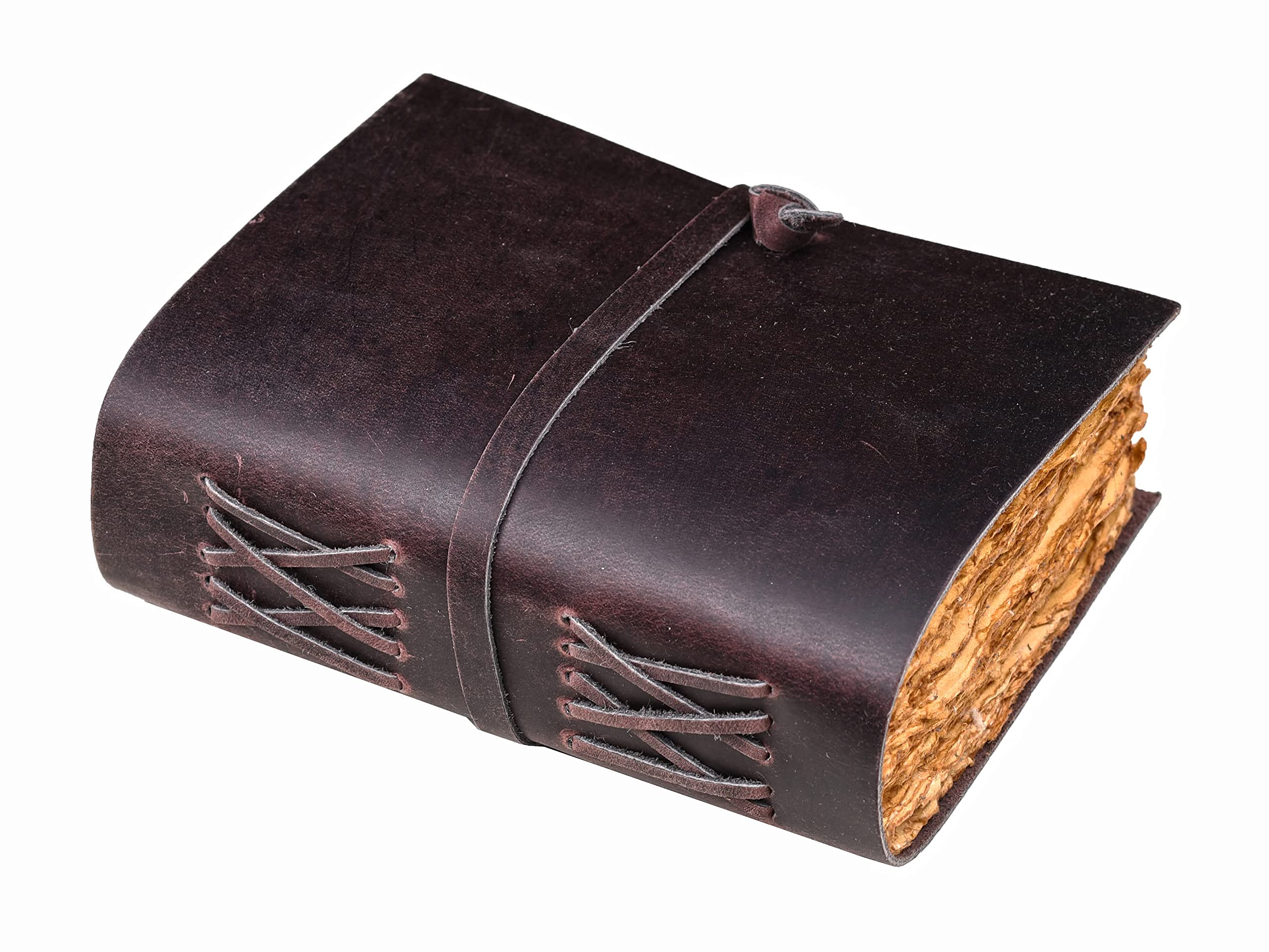 Vintage Leather Bound Journal for Women & Men - Handmade Antique Book of Shadows & Spell Book with Deckle Edge Paper, Blackberry Color, 10