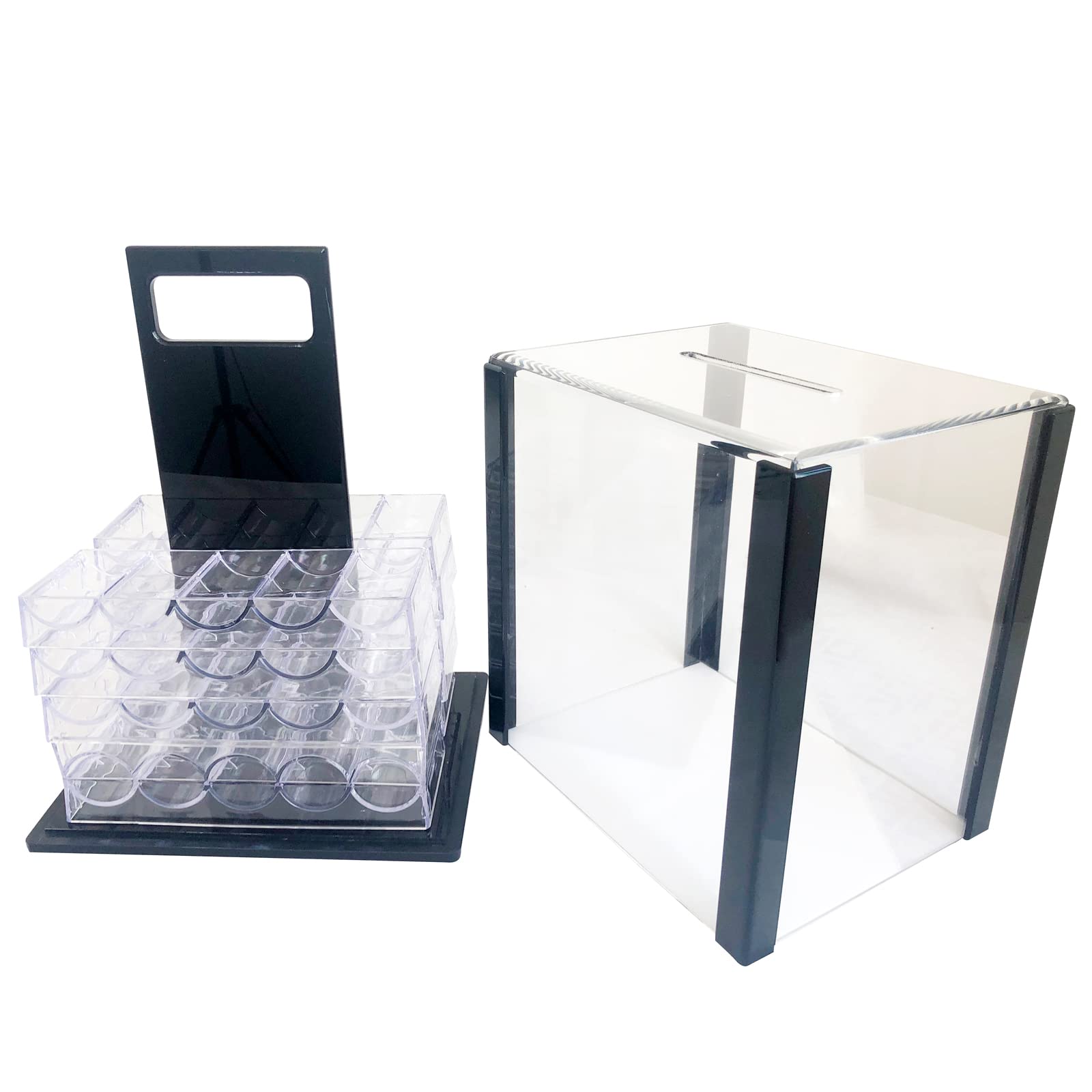 Yuanhe Deluxe Acrylic Poker Chip Case - 1000 Chips Capacity with 10 Chip Racks/Trays | Perfect for Casino Nights, Poker Tournaments & Home Game Storage
