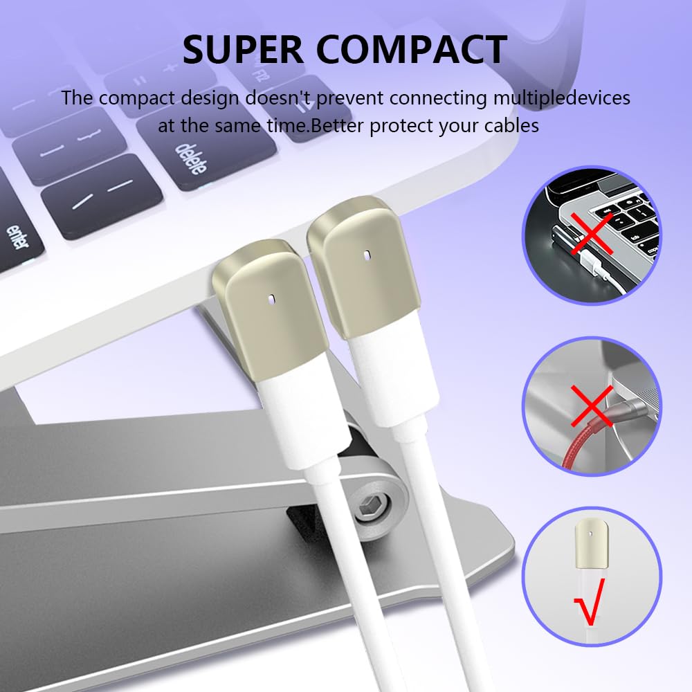 SHEEAST 2-Pack 90 Degree USB C Magnetic Adapter - 40Gbps USB4 Compatible, 8K@60Hz, 140W Fast Charging for MacBook Pro, iPad, iPhone 15 & USB-C Devices - Perfect for Office, Travel & Home Charging