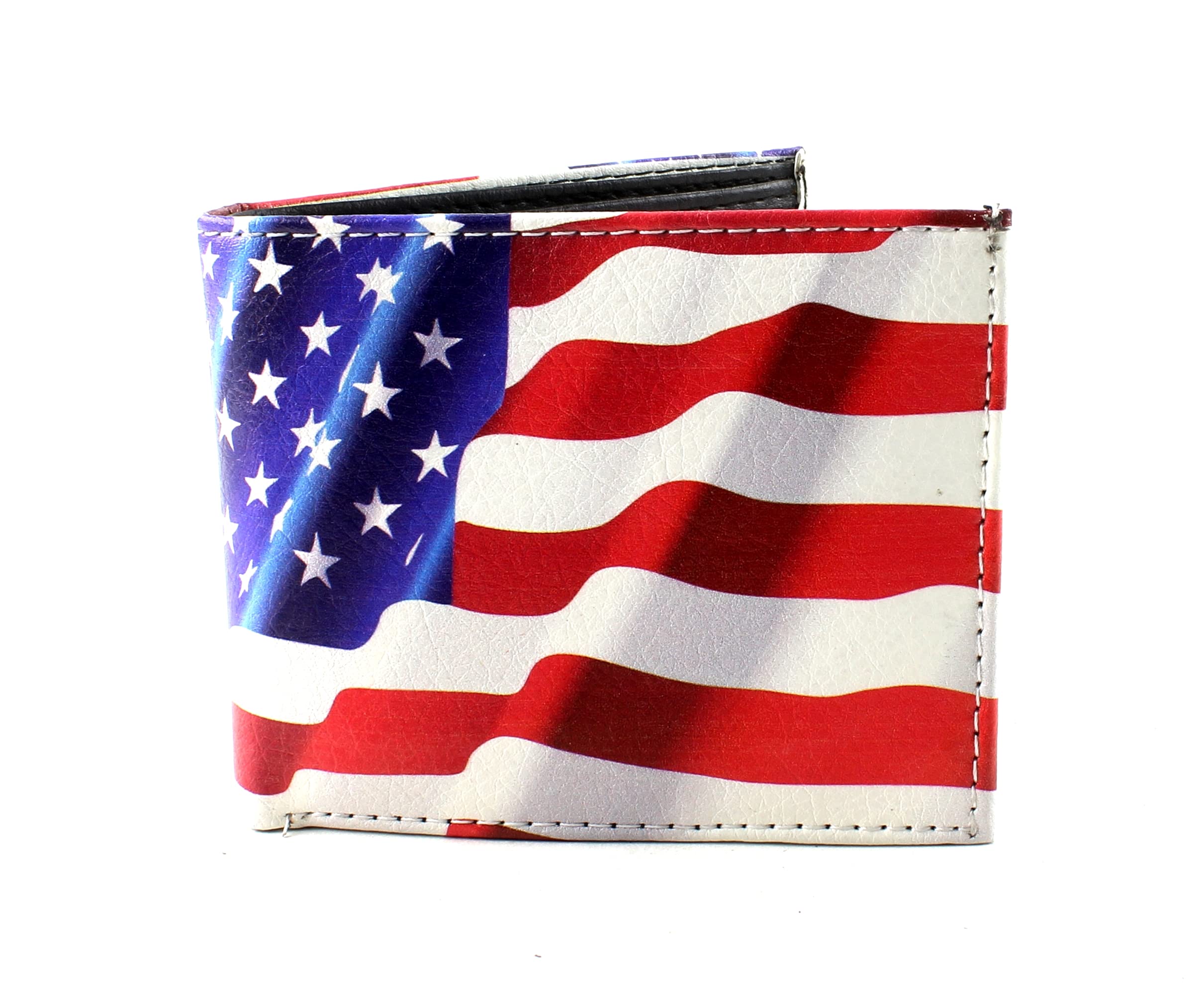 Men's Bifold Wallet - Vegan Leather RFID Blocking Slim Wallet with American Flag Design | 2 ID Windows, 7 Card Slots & Cash Pockets | Perfect Gift for Dad, Husband, Boyfriend | Ideal for Travel, Work & Everyday Use