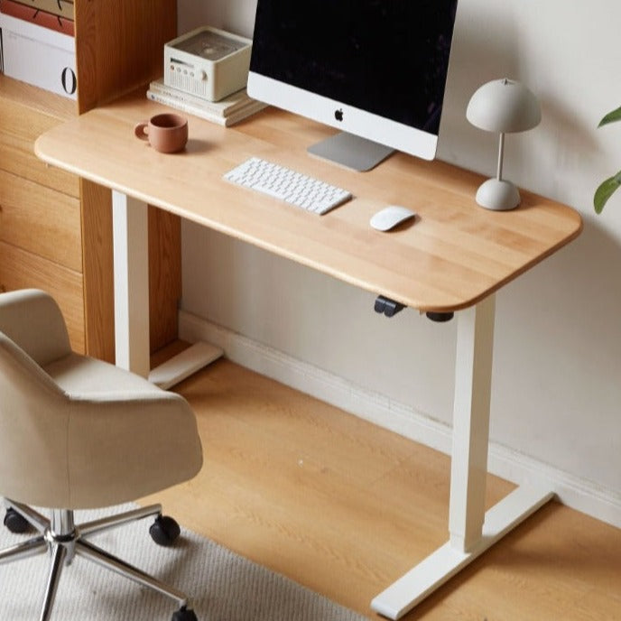 Ergonomic Beech Solid Wood Smart Electric Height Adjustable Standing Desk - Perfect for Home Office, Gaming & Workspace Productivity