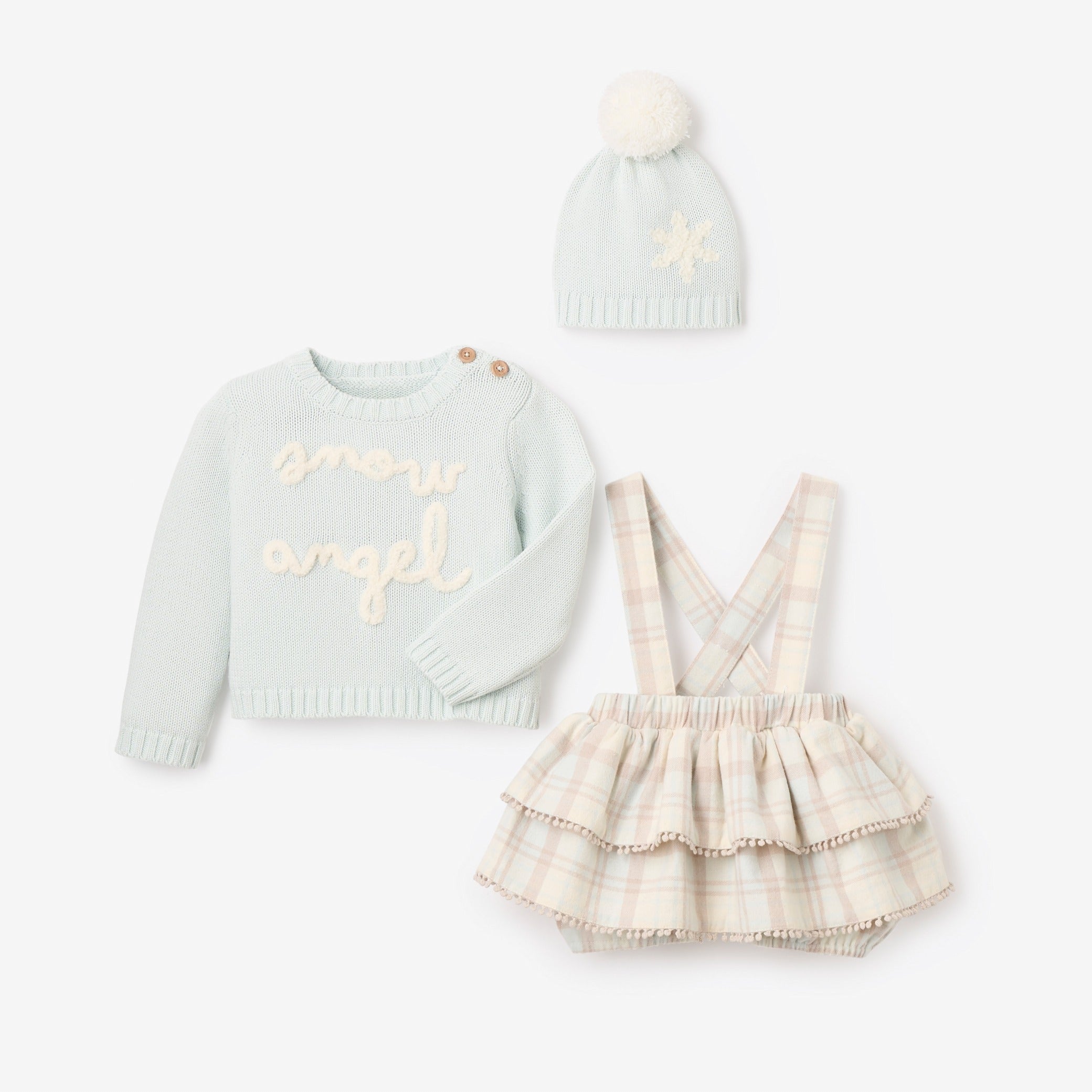 Snow Angel Sweater Skirt Set & Pom Hat - Winter Outfit for Women | Cozy Christmas Holiday Fashion | Perfect for Family Photos, Snow Days & Festive Gatherings