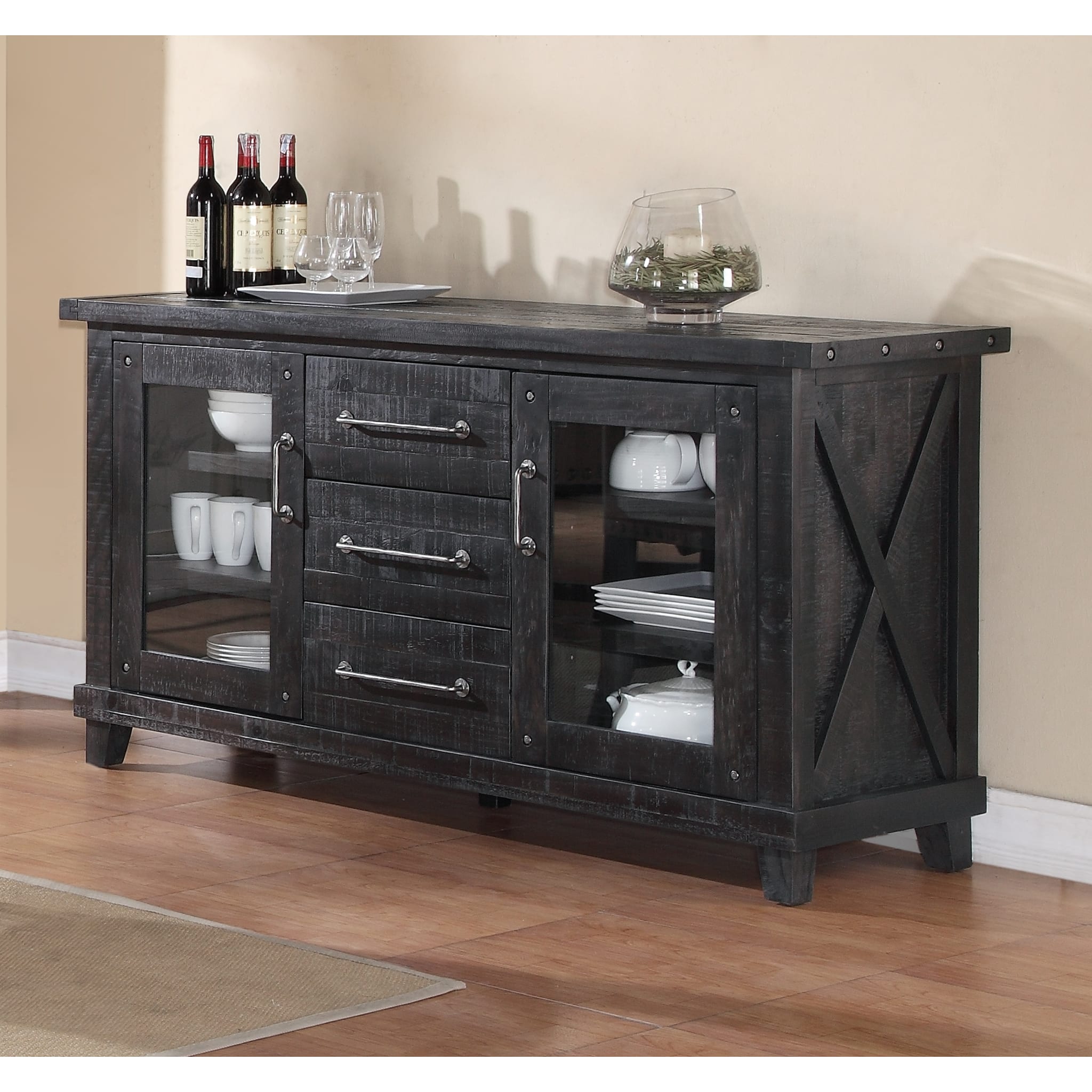 Yosemite Solid Wood Sideboard - Rustic Dining Room Buffet Cabinet for Storage & Display | Perfect for Farmhouse, Modern & Traditional Home Decor