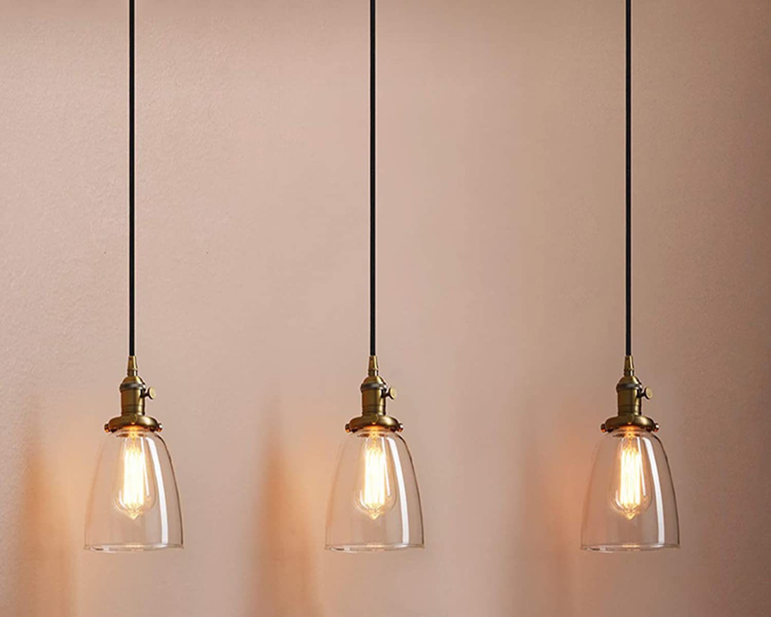 Dimmable Kiven H Track Lighting Pendant - 3-Light Copper Kitchen Island Light Fixture (Bulbs Not Included) | Perfect for Modern Kitchens, Dining Rooms & Commercial Spaces