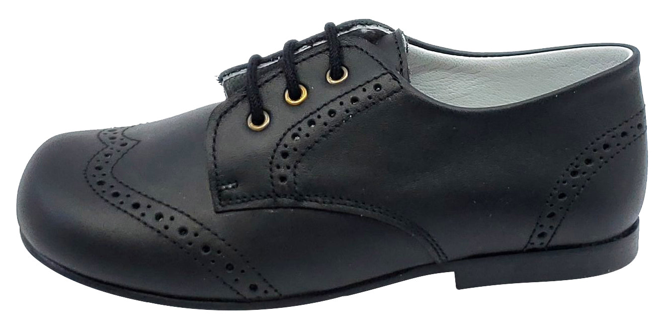 Gepetto's Boys Black Leather Blucher Wingtip Dress Shoes - Formal & School Occasions