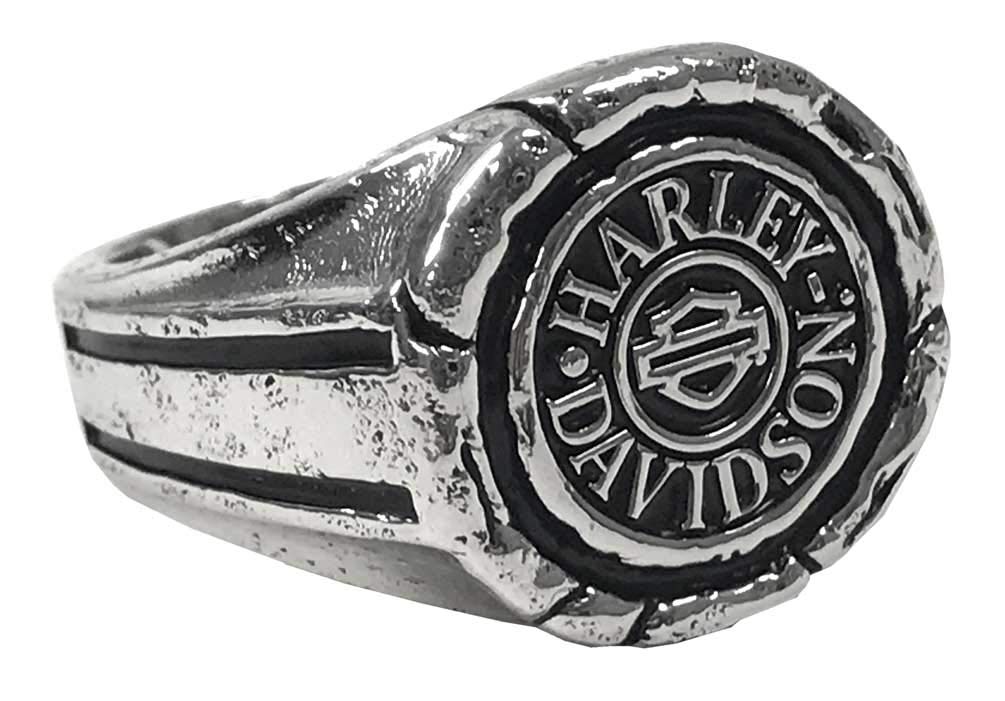 Harley-Davidson Men's Bar & Shield Wax Seal Ring - Sterling Silver HDR0544 | Biker Jewelry for Motorcycle Enthusiasts | Perfect for Riding, Gifts & Everyday Wear