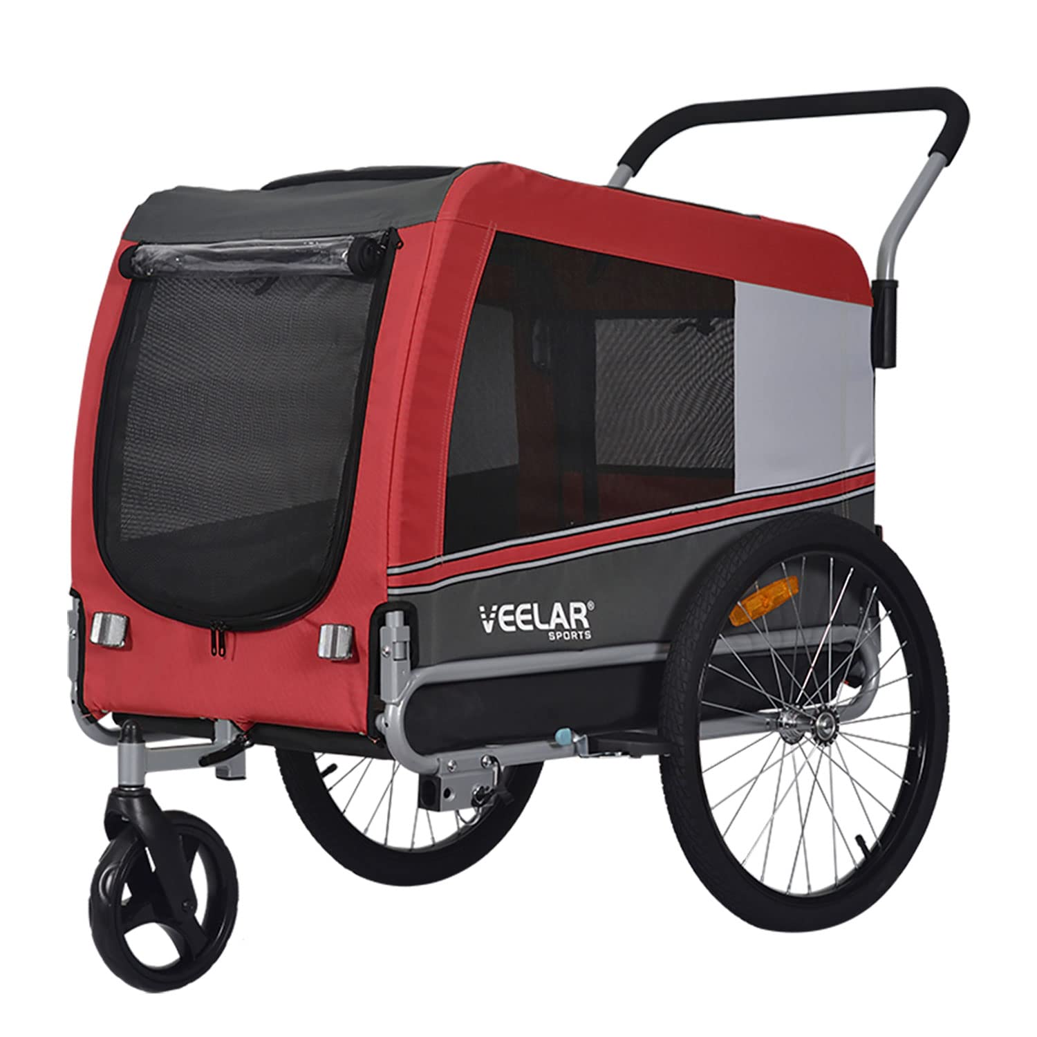 Veelar Sports Pet Bike Trailer & Stroller for Small, Medium, Large Dogs - Convertible Bicycle Stroller for Pets Up to 66 lbs - Perfect for Cycling, Jogging, and Outdoor Adventures with Your Dog