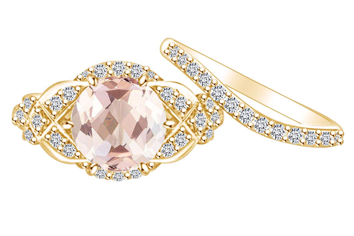 0.42 Carat Pink Morganite Simulated Rose Flower Engagement Ring - 14K Solid Gold Wedding Band for Women, Perfect for Proposals, Anniversaries & Romantic Occasions