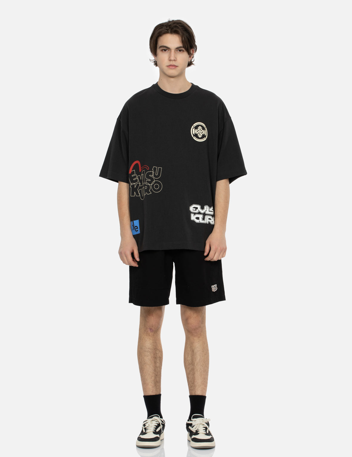 Seagull and Logo Print Relax Fit Panel Shorts for Men - Comfortable Casual Beach Shorts for Summer Outdoor Activities