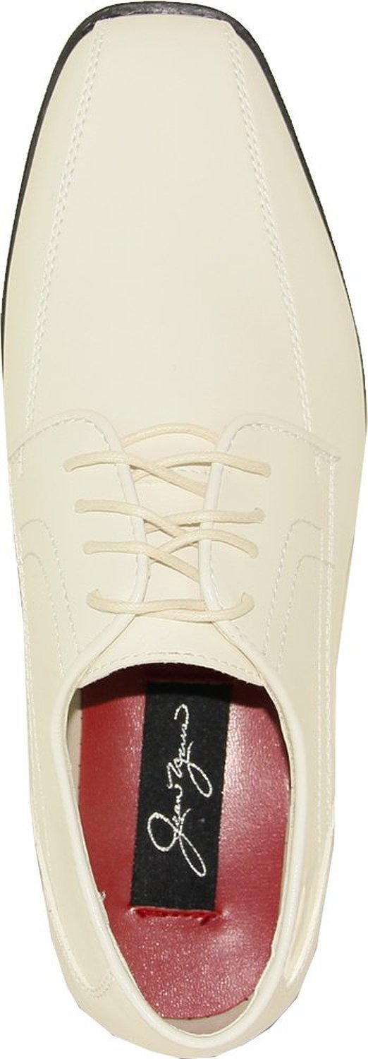 JY02 Men's Tuxedo Dress Shoes - Double Runner Oxford for Wedding, Prom & Formal Events - Ivory Patent Leather - Perfect for Black Tie Occasions, Evening Gala & Business Attire